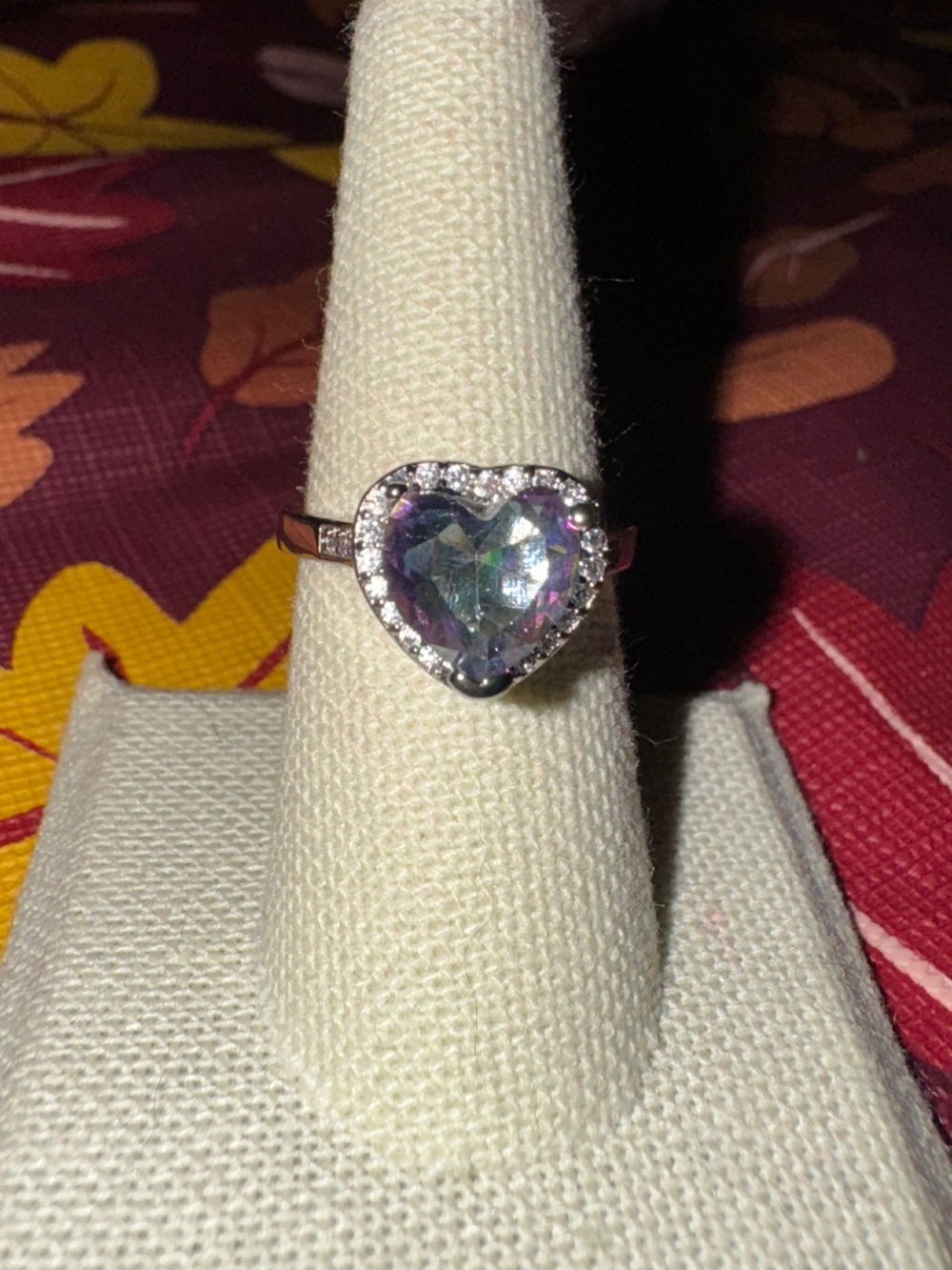 White Gold Filled Mystic CZ Heart Ring